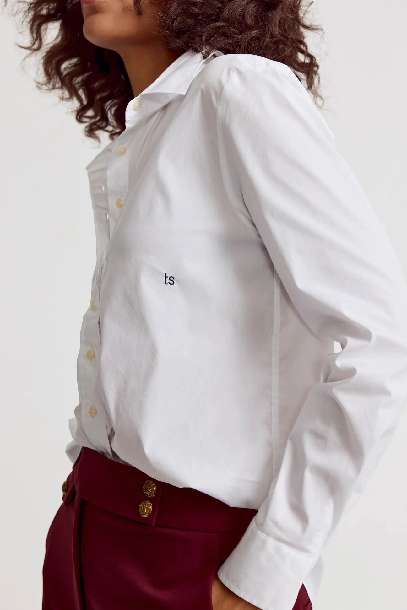 Curved Hem The Boyfriend Shirt White