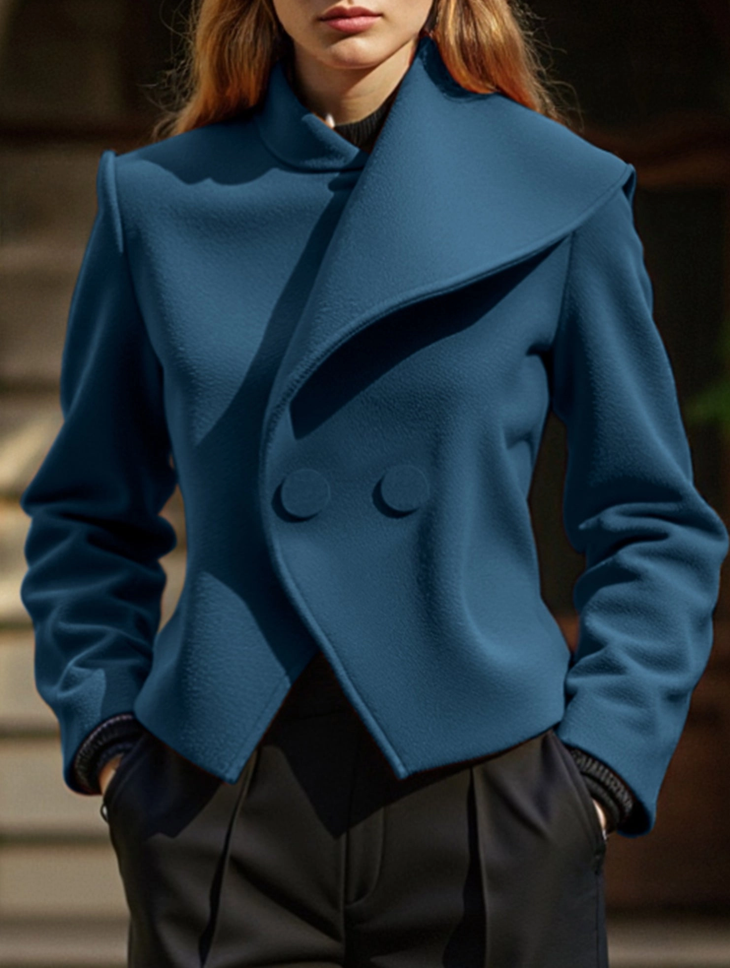 Double-breasted jacket and blazer Breathable Knit Fabric Recycled Polyester Fabric