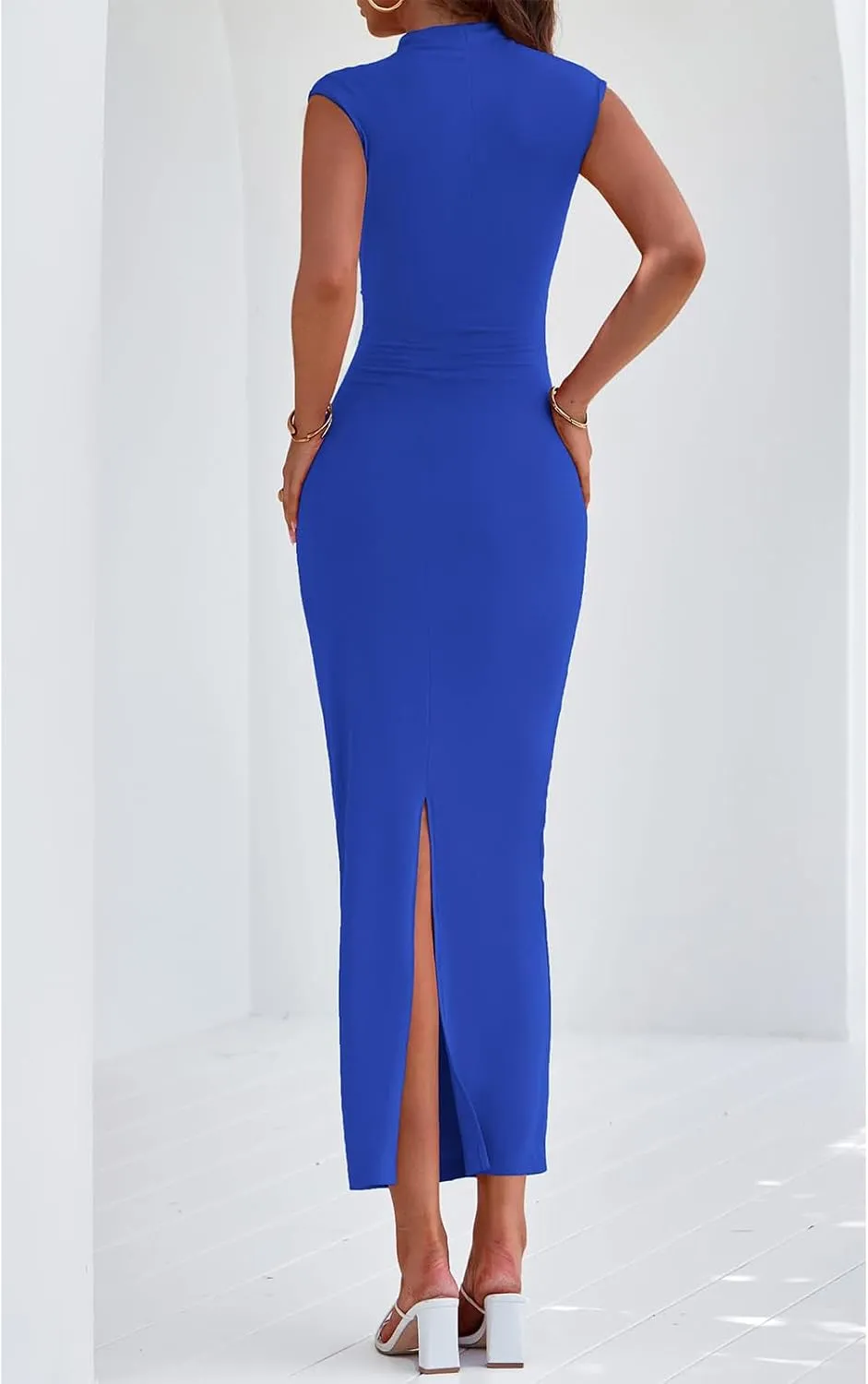 Wedding Guest Dress Casual Maxi Long Dress Crewneck Ruffle Waist Bodycon Summer Beach Vacation Sundress 2025