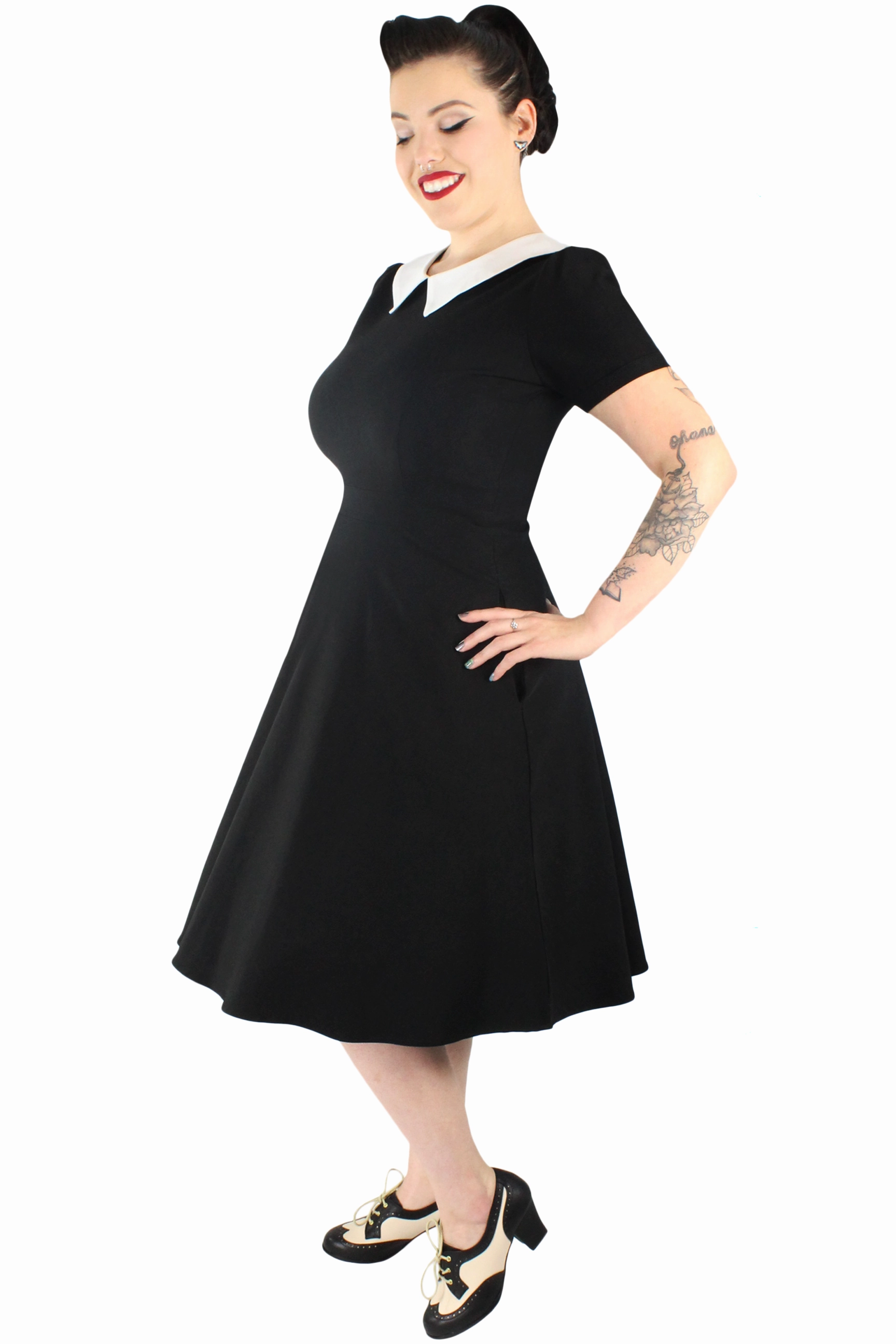 Lounge Cut Wednesday Addams Circle Dress/ Pointy Collar #WED-02