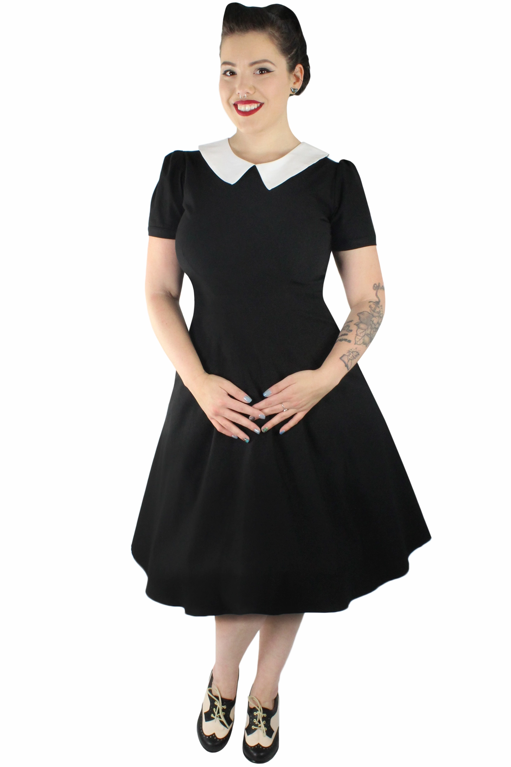 Family Warm BiasCutSilhouette Wednesday Addams Circle Dress/ Pointy Collar #WED-02