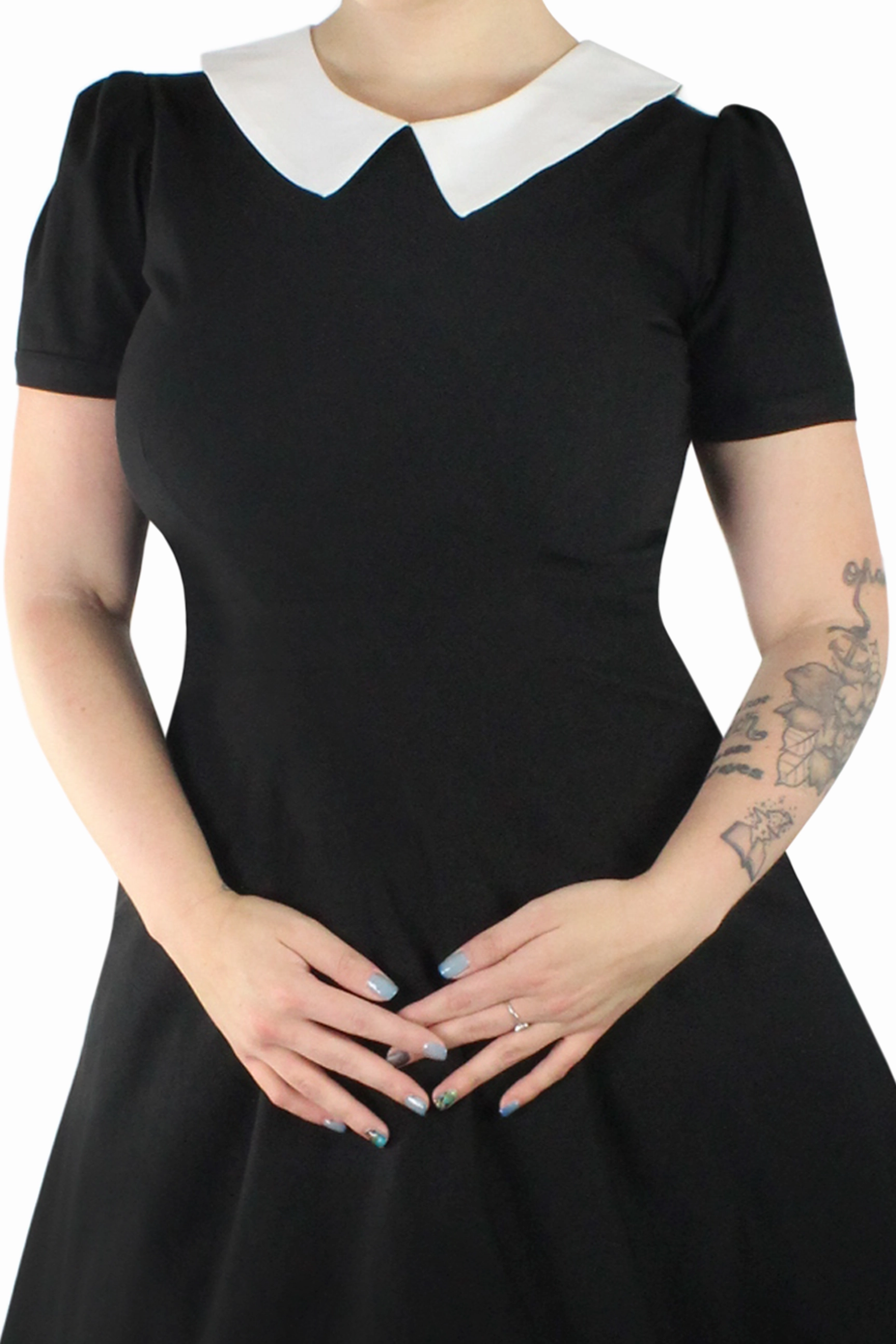 Wednesday Addams Circle Dress/ Pointy Collar #WED-02 NonIrritatingLining Movement Friendly