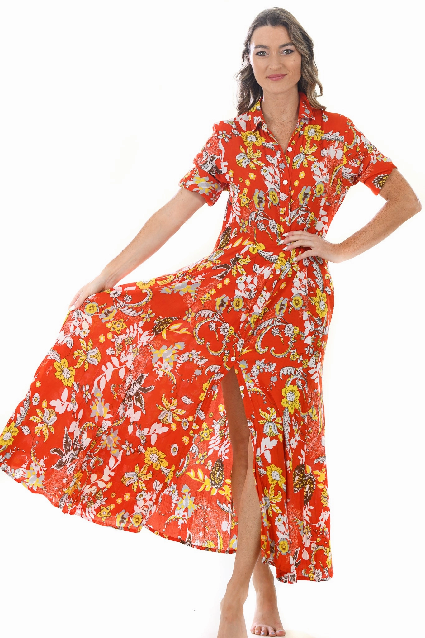 Feather Light Princess Dress / Orange