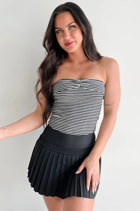 Weekend Vibes Striped Tube Top (Black/Grey) Water Repellent Finish