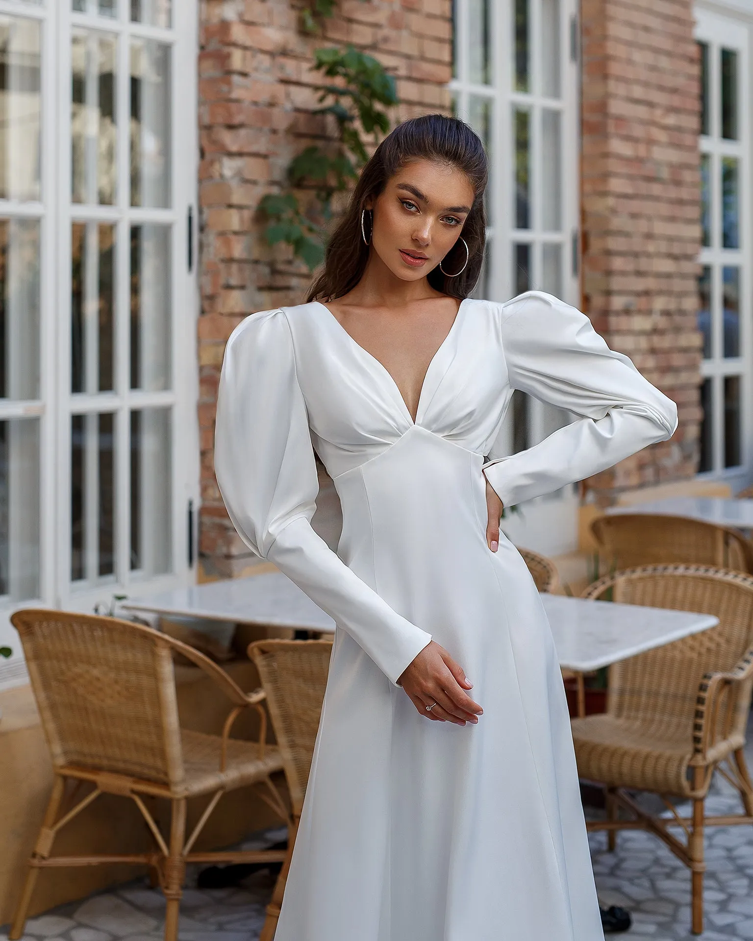 White Satin Bow Back Midi Dress