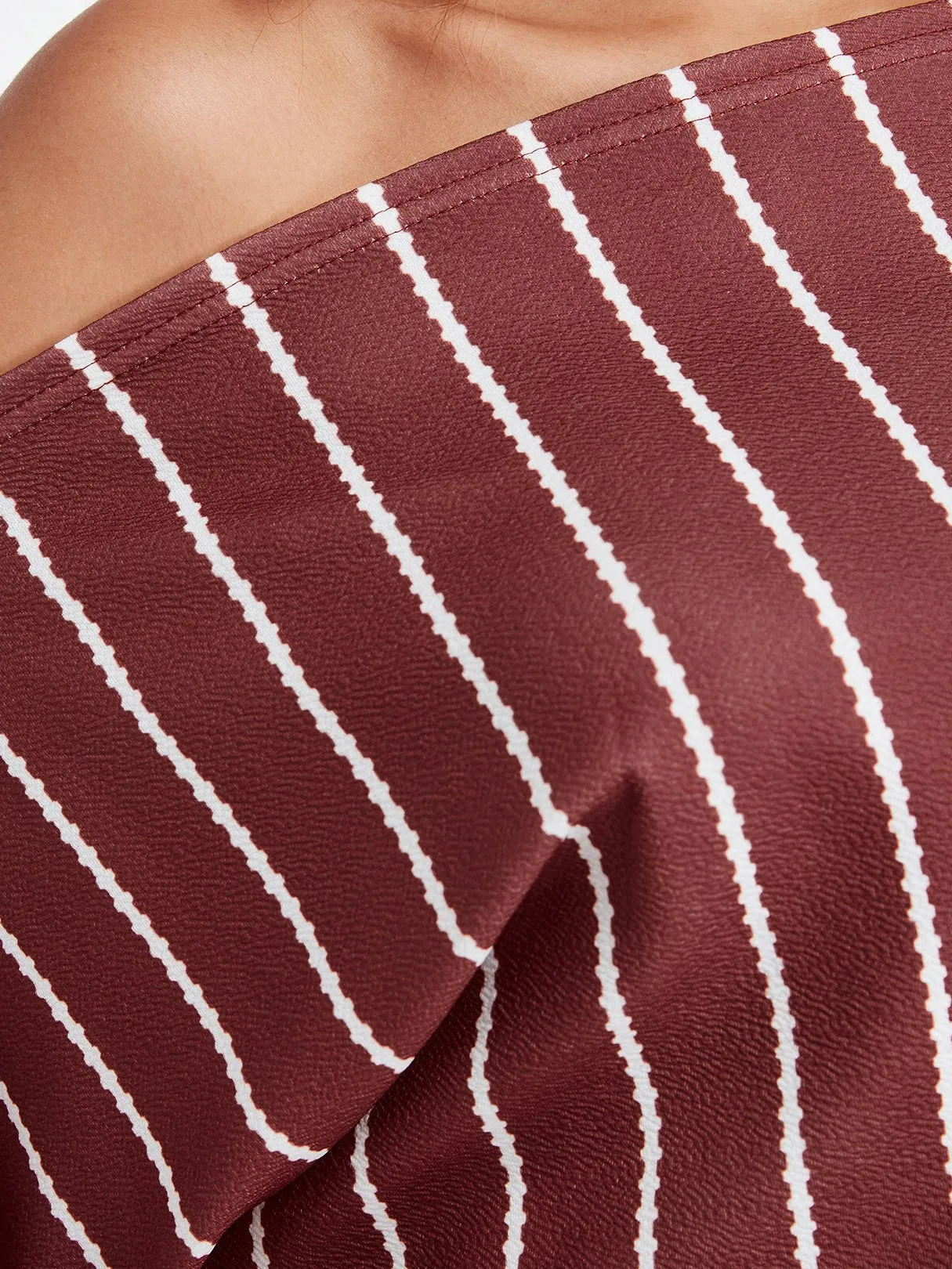 Wholesale Off The Shoulder Long Sleeve Stripe Bodycon Dress