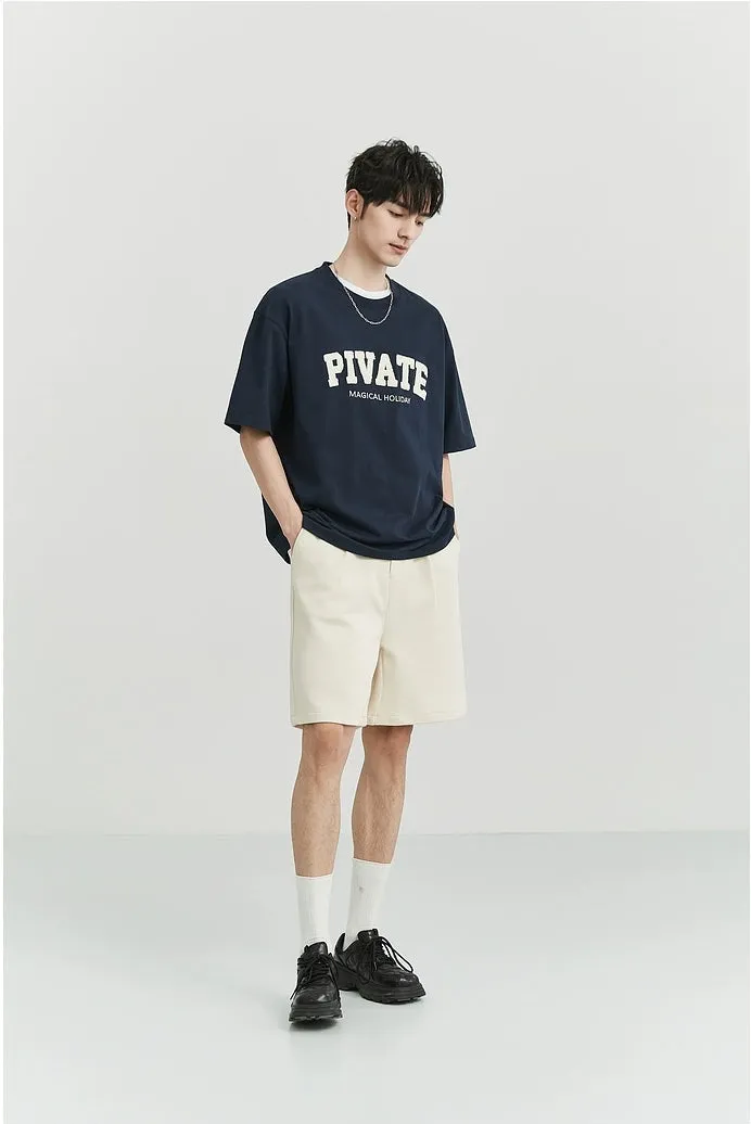 Wide-Leg Button-Detail Pleated Shorts