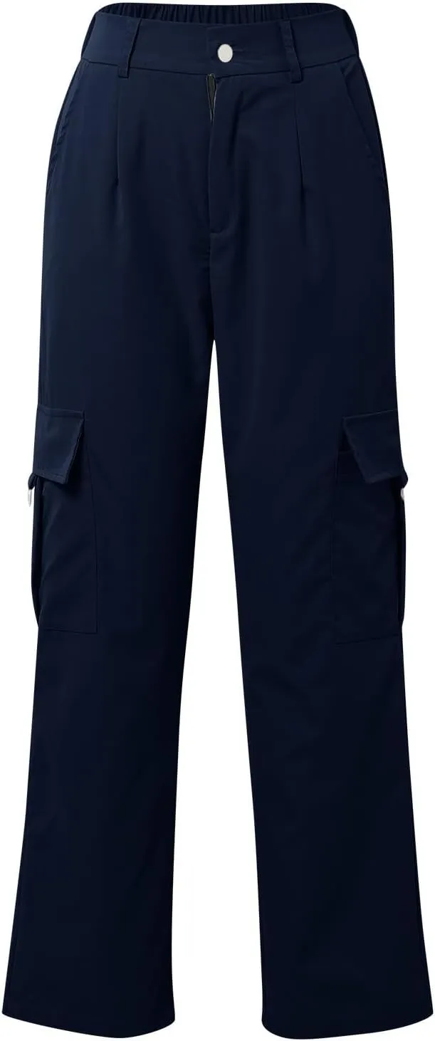Wide Leg Casual Pants for Women Trendy High Waisted Cargo Pants with Pockets Baggy Stretch Utility Military Pants