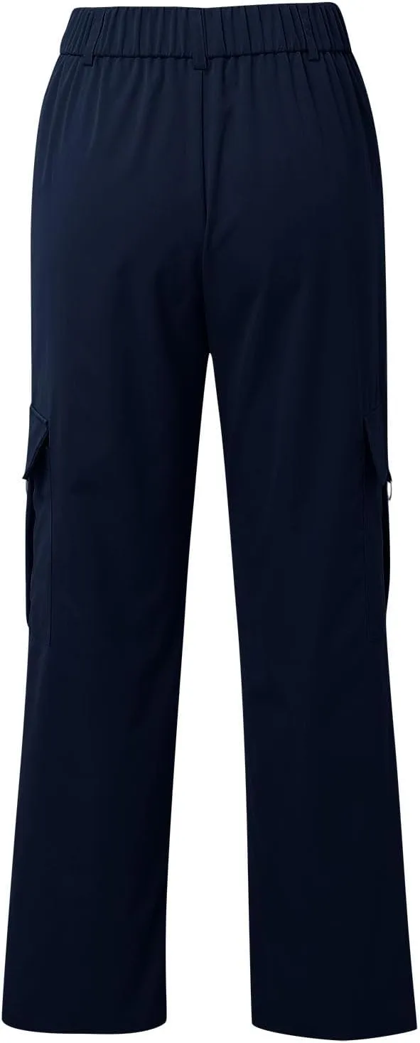 Wide Leg Casual Pants for Women Trendy High Waisted Cargo Pants with Pockets Baggy Stretch Utility Military Pants