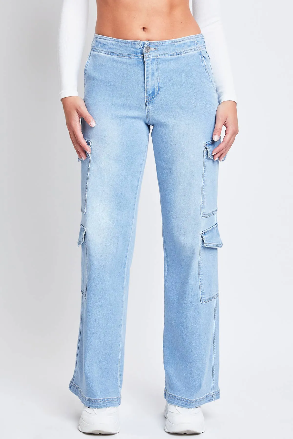 WIDE LEG DOUBLE POCKET CARGO JEANS