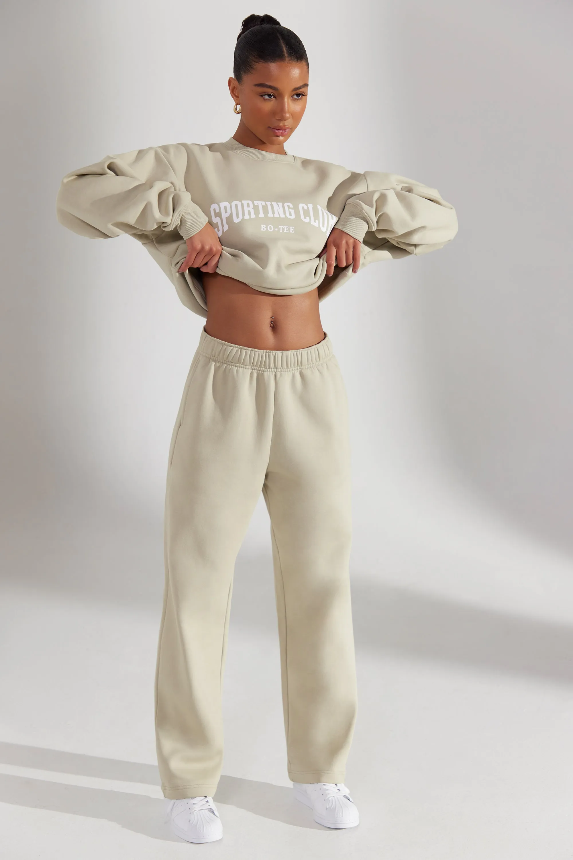 Wide Leg Joggers in Limestone