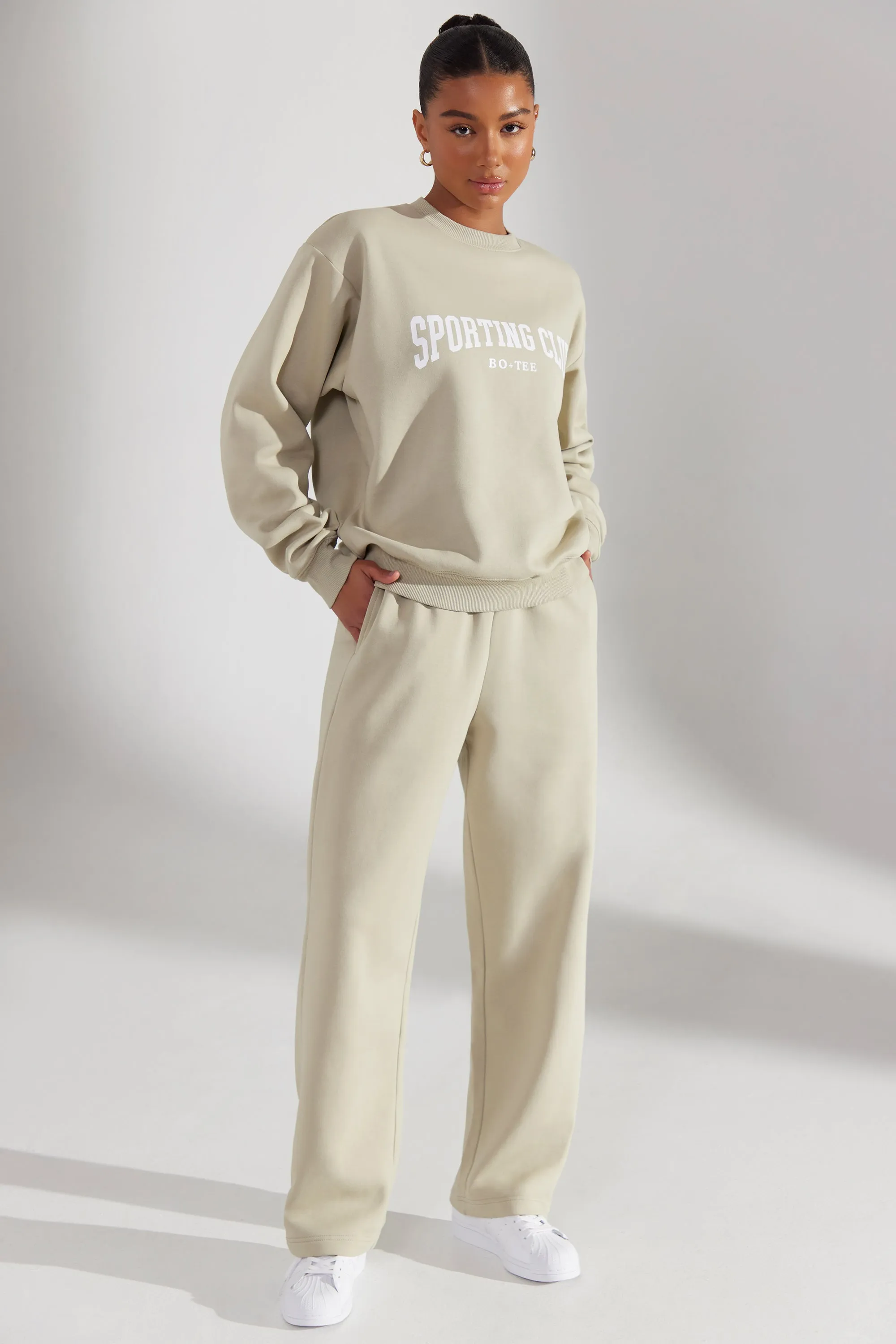 Wide Leg Joggers in Limestone