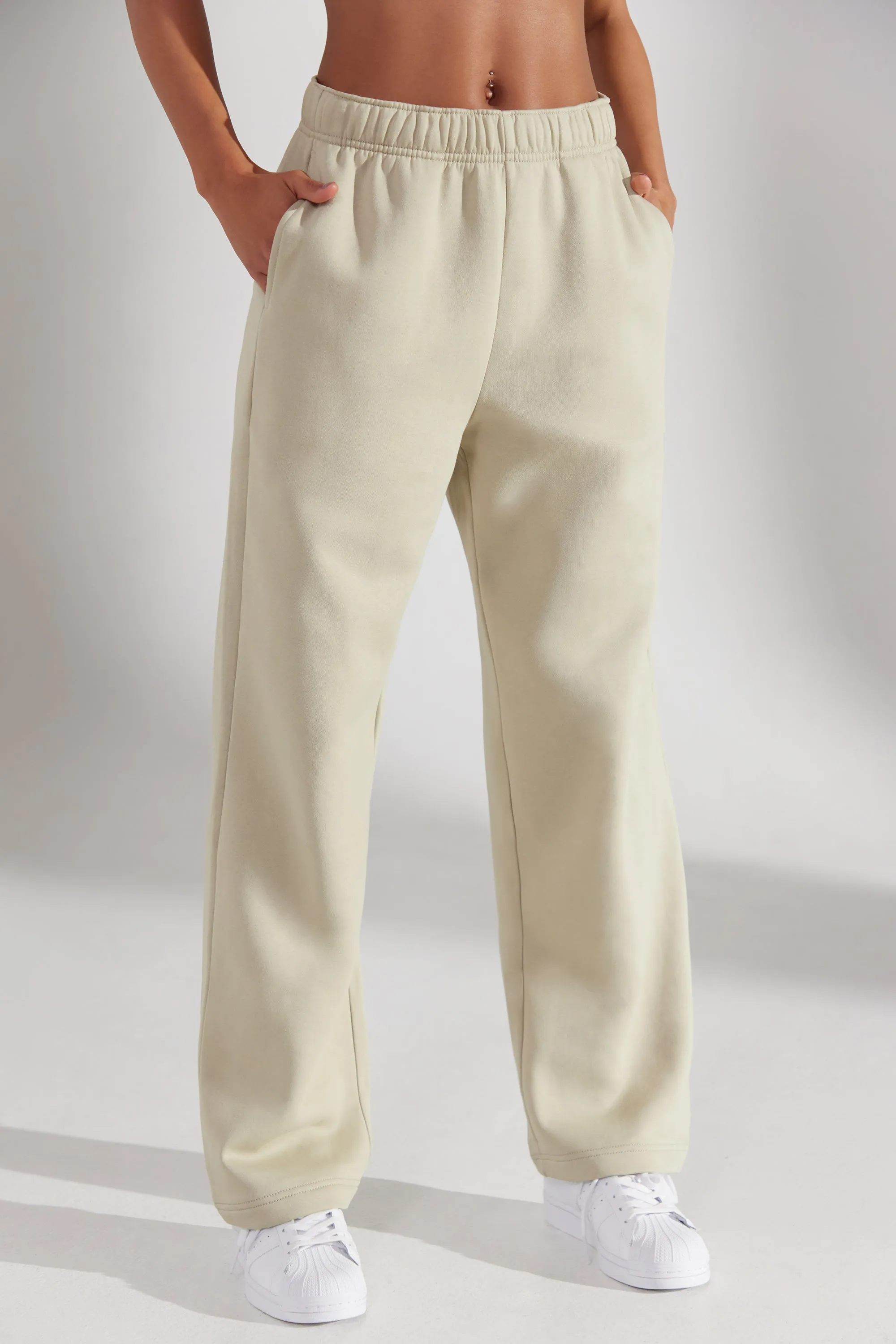 Wide Leg Joggers in Limestone