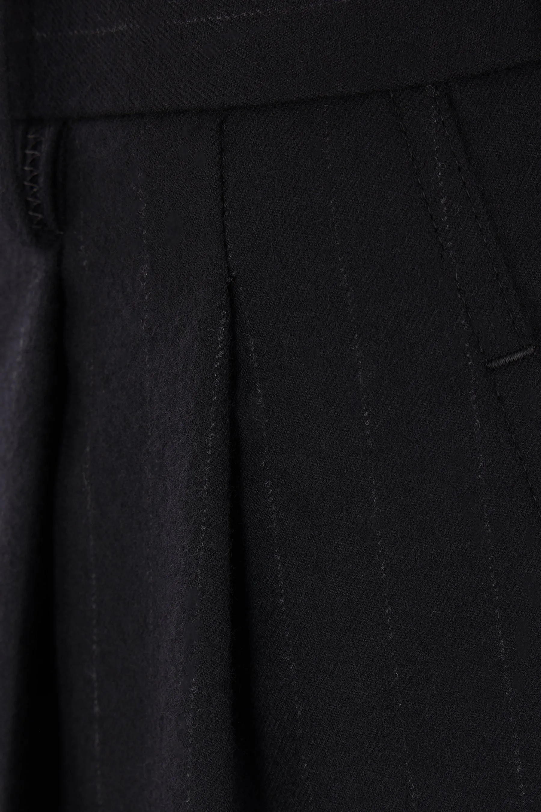 wide-leg pinstriped wool trousers