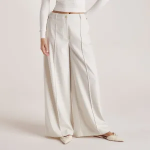 Wide-Leg Tailored Pants - Cream