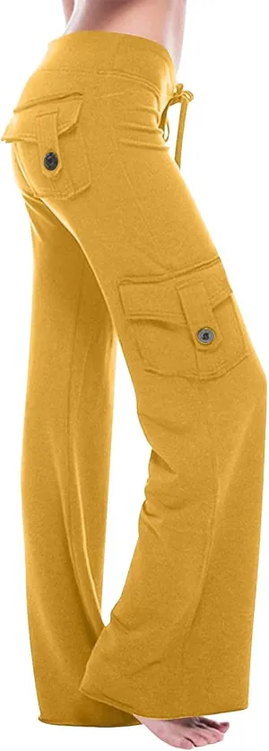 Wide Leg Yoga Pants for Women 2024 Plus Size Casual Stretchy Cargo Sweatpants Lounge Comfy High Waisted Workout Palazzo Pants