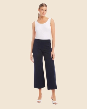 Wide Leg Cropped Pants Navy Hypoallergenic fabric