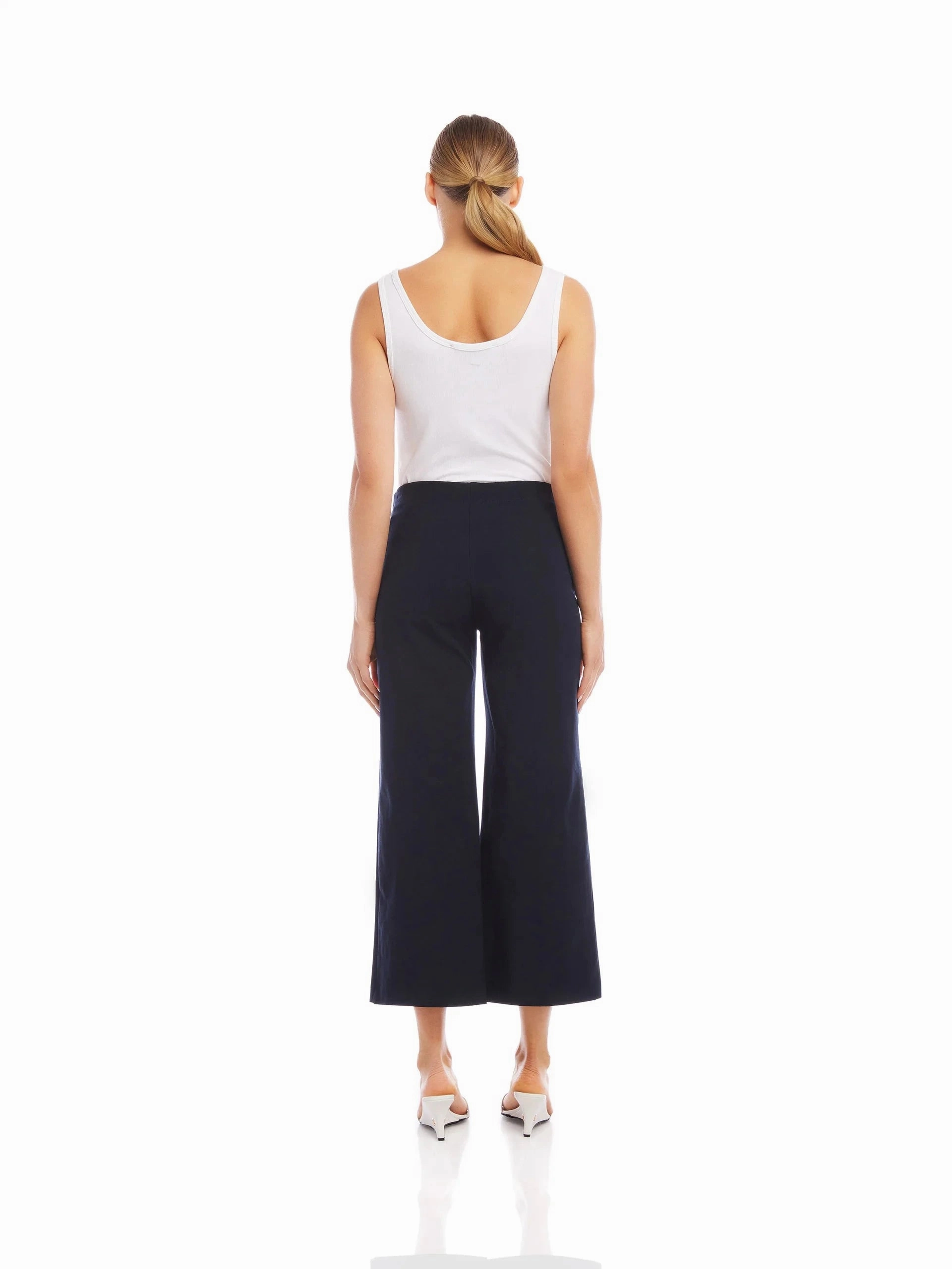 Odor Control Fabric Wide Leg Cropped Pants Navy