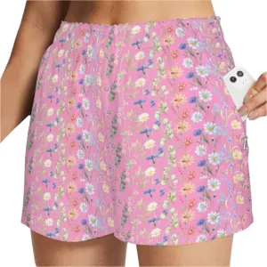 Wildflowers Painted Pink Zip Pocket Shorts up to 5 XL (FWS)