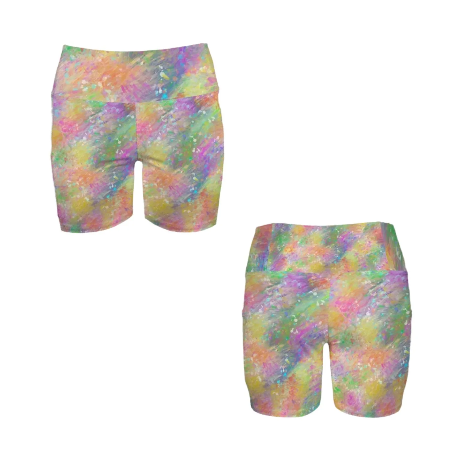 Windswept Spring Yoga Shorts with Pockets up to 5 XL (FWS)