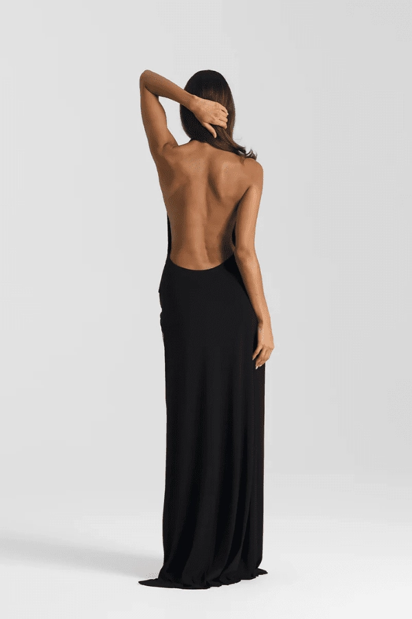 Winona Gown Black Smooth Drape