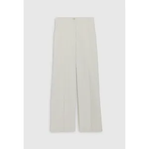 Women Beige Cotton And Linen Blend Trousers - Linen