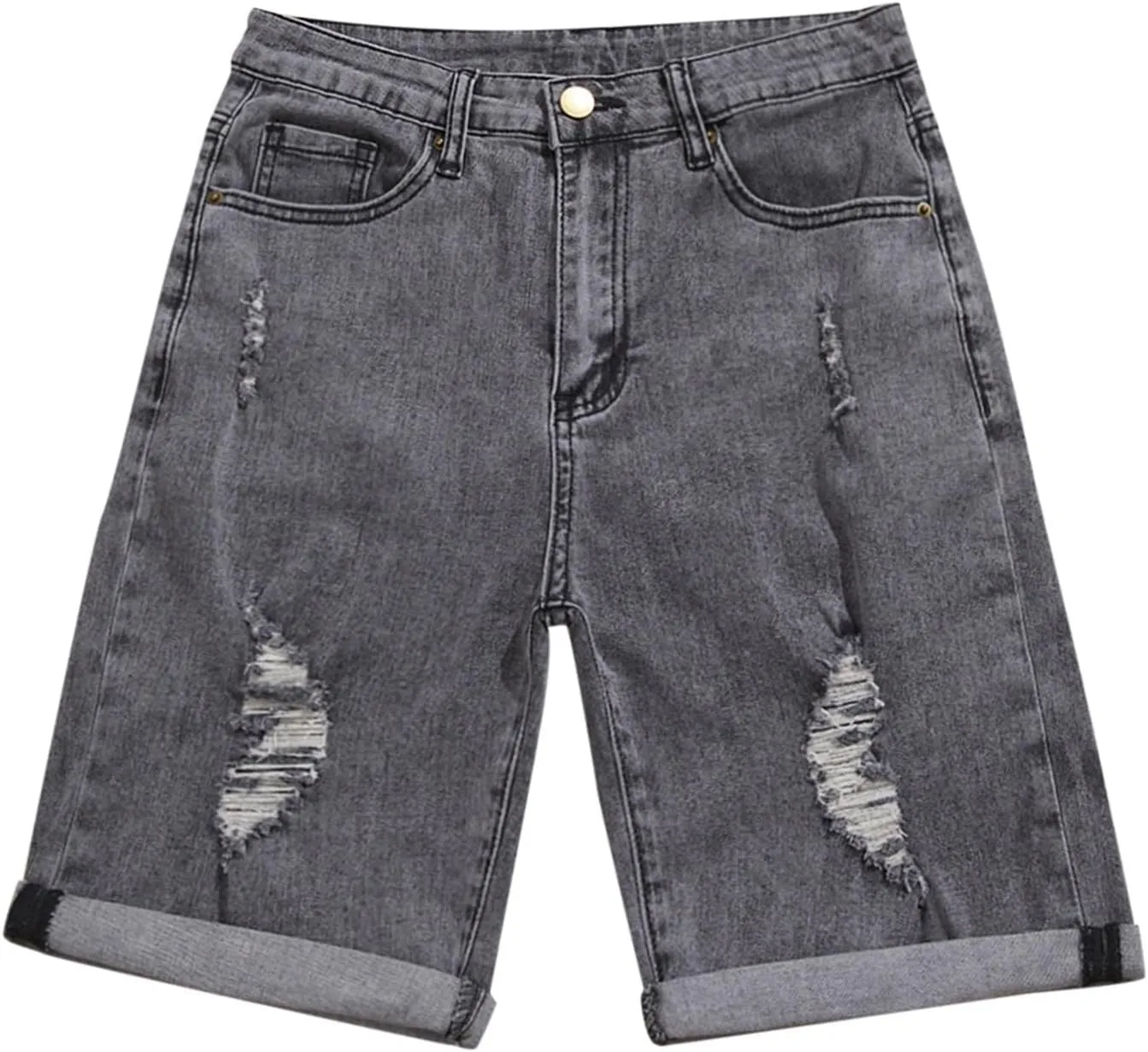 Women Casual High Waisted Denim Shorts Frayed Raw Hem Ripped Jeans Shorts Distressed Sexy Mini Denim Shorts Bermuda Shorts