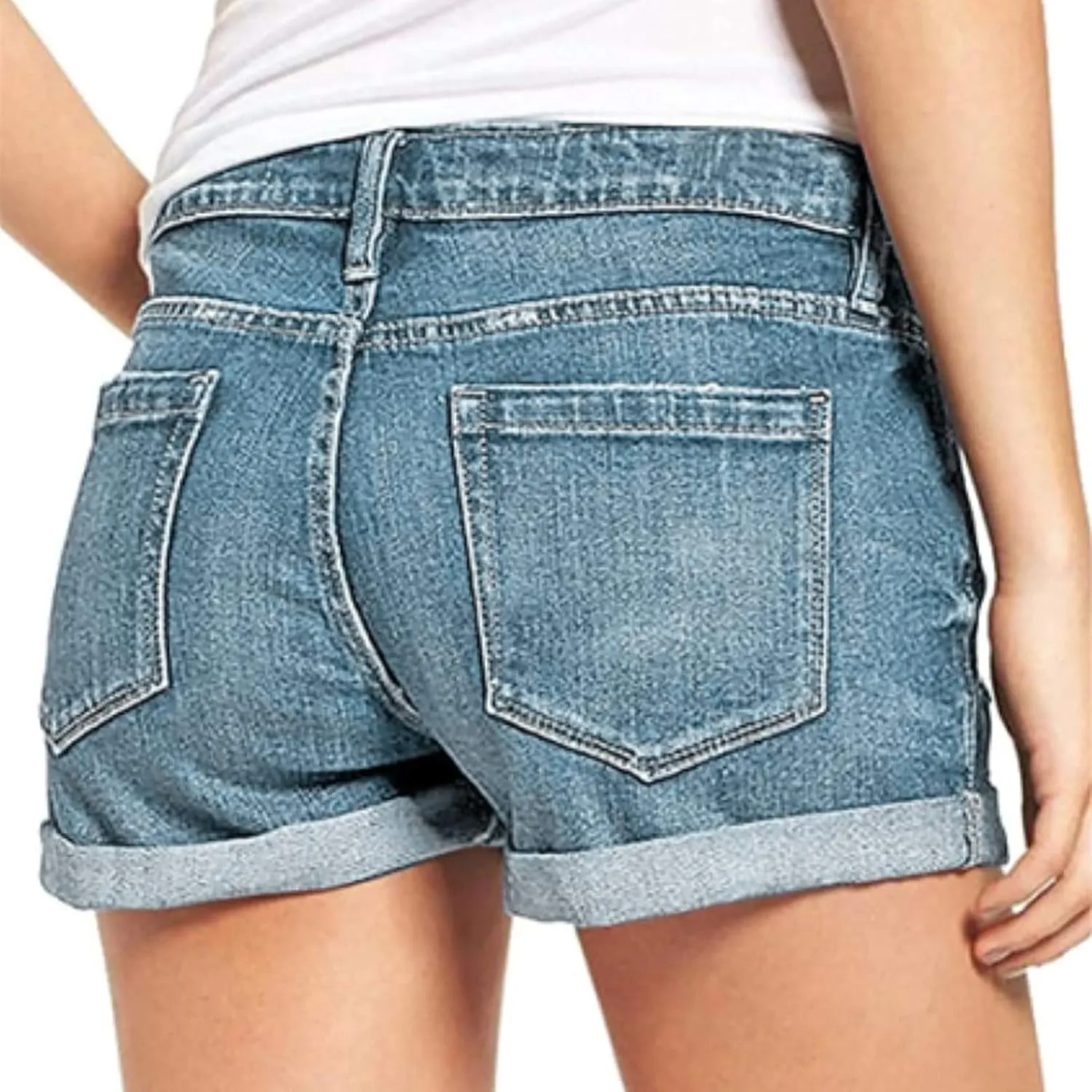 Women Casual High Waisted Denim Shorts Frayed Raw Hem Ripped Jeans Shorts Distressed Sexy Mini Denim Shorts Bermuda Shorts