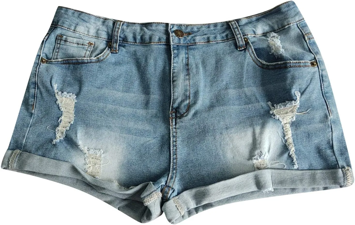 Women Casual High Waisted Denim Shorts Frayed Raw Hem Ripped Jeans Shorts Distressed Sexy Mini Denim Shorts Bermuda Shorts