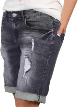 Women Casual High Waisted Denim Shorts Frayed Raw Hem Ripped Jeans Shorts Distressed Sexy Mini Denim Shorts Bermuda Shorts
