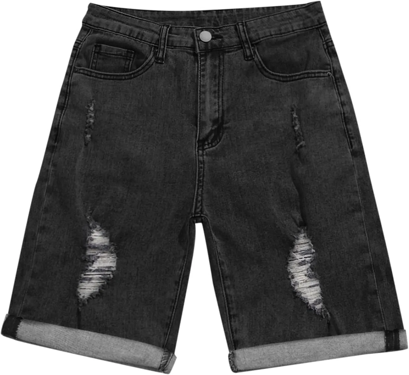 Women Casual High Waisted Denim Shorts Frayed Raw Hem Ripped Jeans Shorts Distressed Sexy Mini Denim Shorts Bermuda Shorts