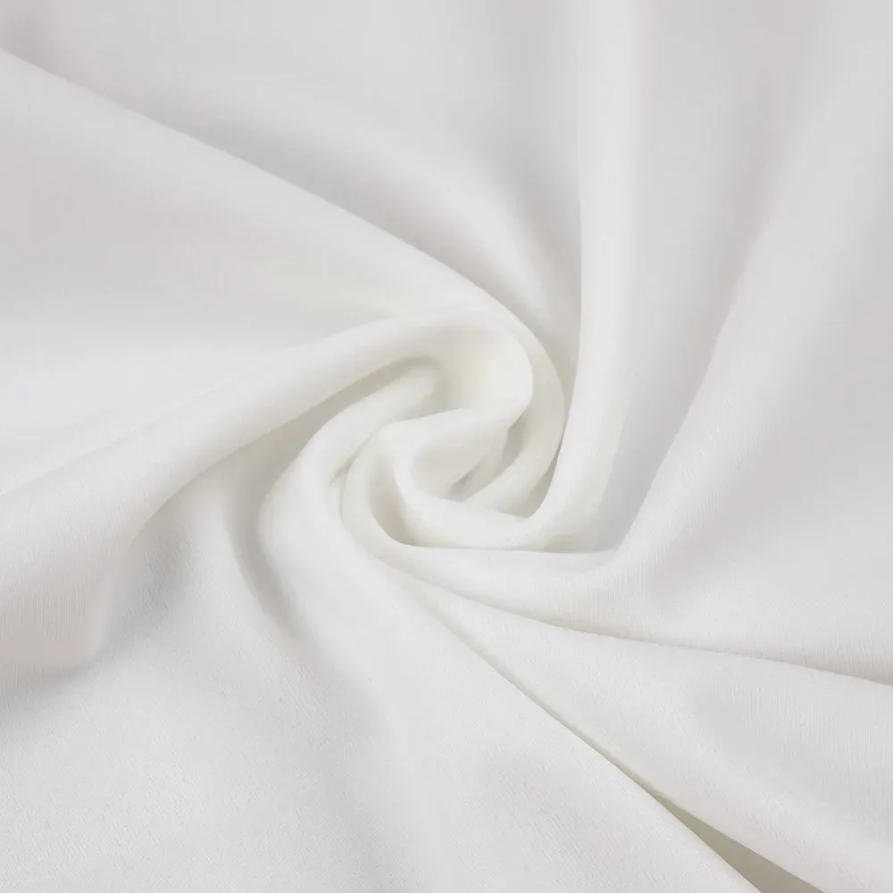 Women Celebrity Sexy Single Sleeve Ruched White Pearl Maxi Long Skirt Bandage Set 2024 Elegant Evening Club Party Outfits