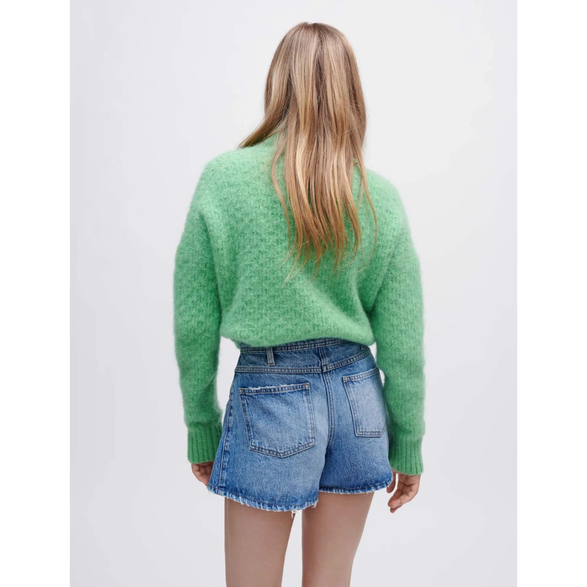 Women Denim Shorts With Rhinestones - Blue