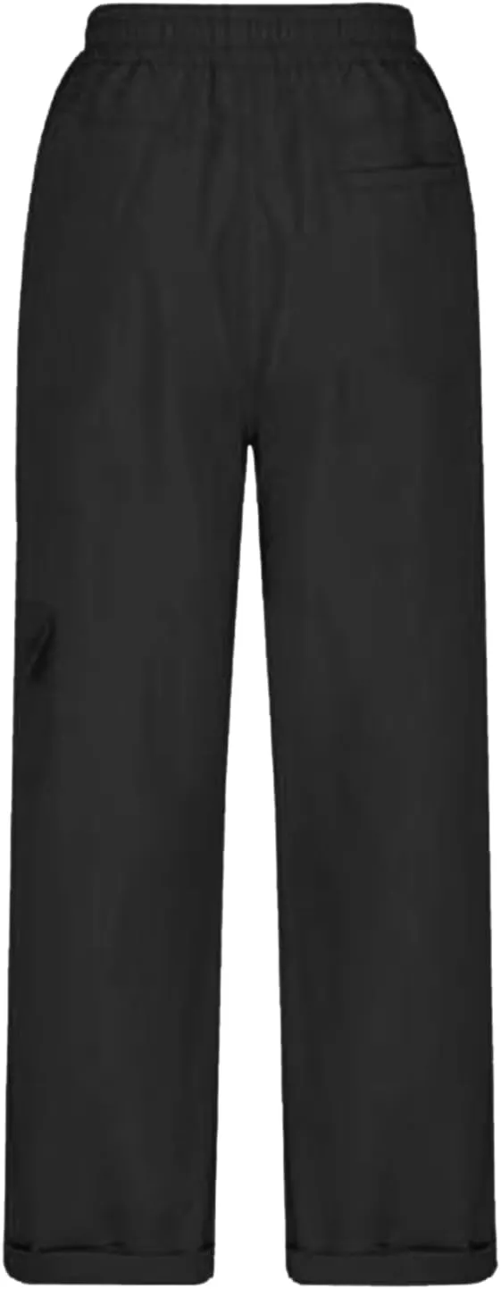 Women Fashion Elastic High Waist Pants with Pockets Trousers Outdoor Casual Sports Loose Cargo Pants