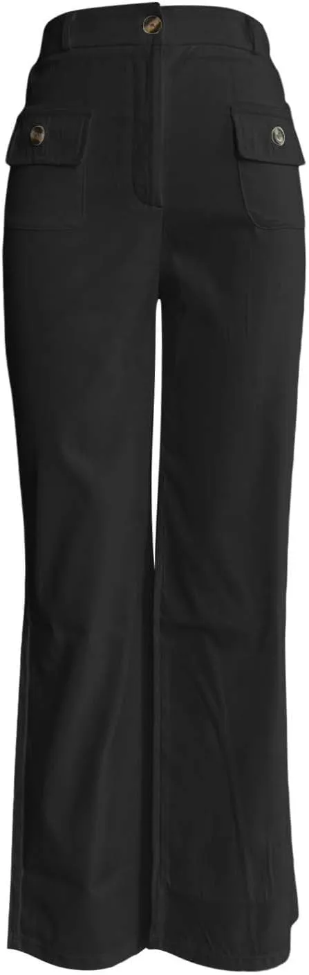 Women High Waist Wide Leg Pants Stretchy Solid Color Tummy Control Trousers Business Work Casual Pants with Pockets