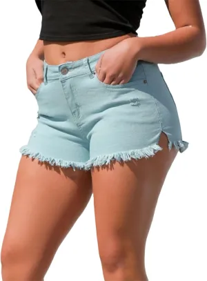 Women Pants Casual Denim Shorts Retro Solid Color High Waisted Denim Shorts Womens Stretchy Shorts Long