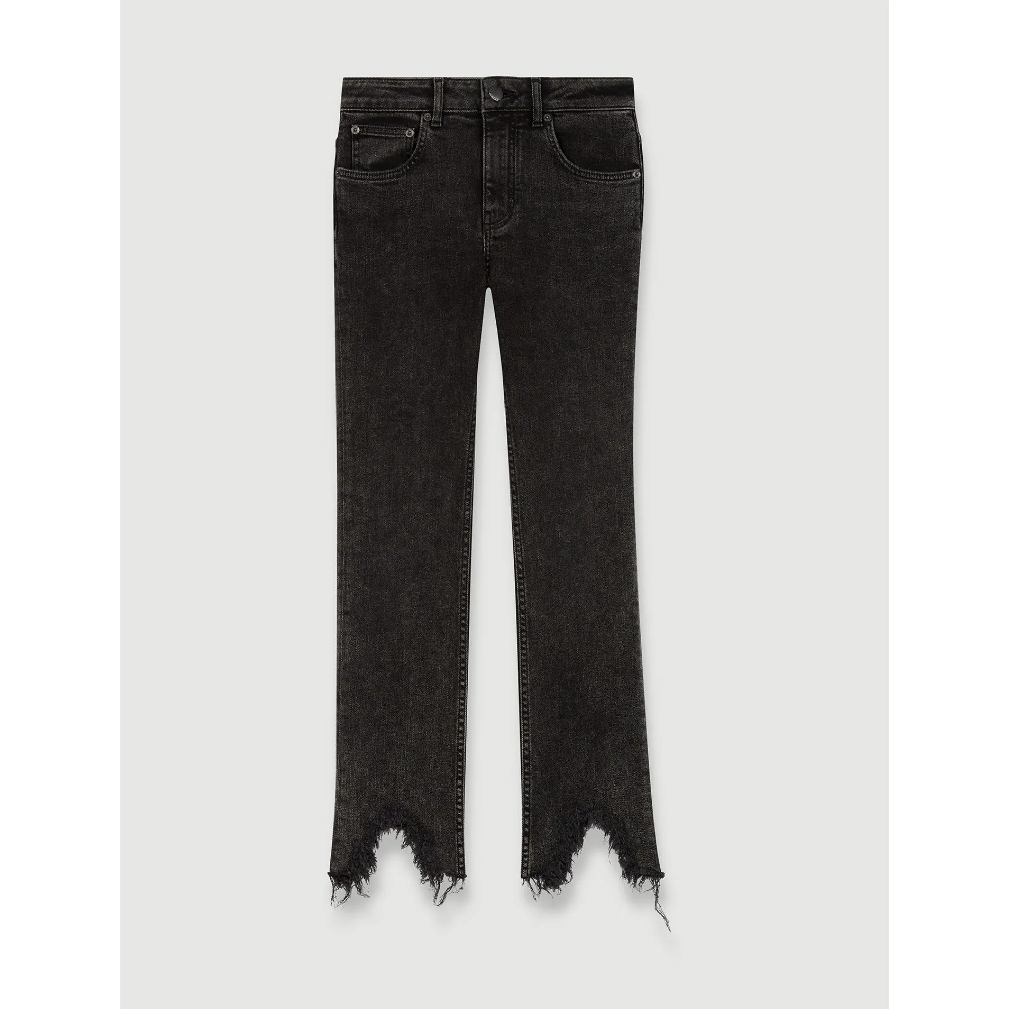 Women Straight Jeans With Ripped Hems - Anthracite Grey