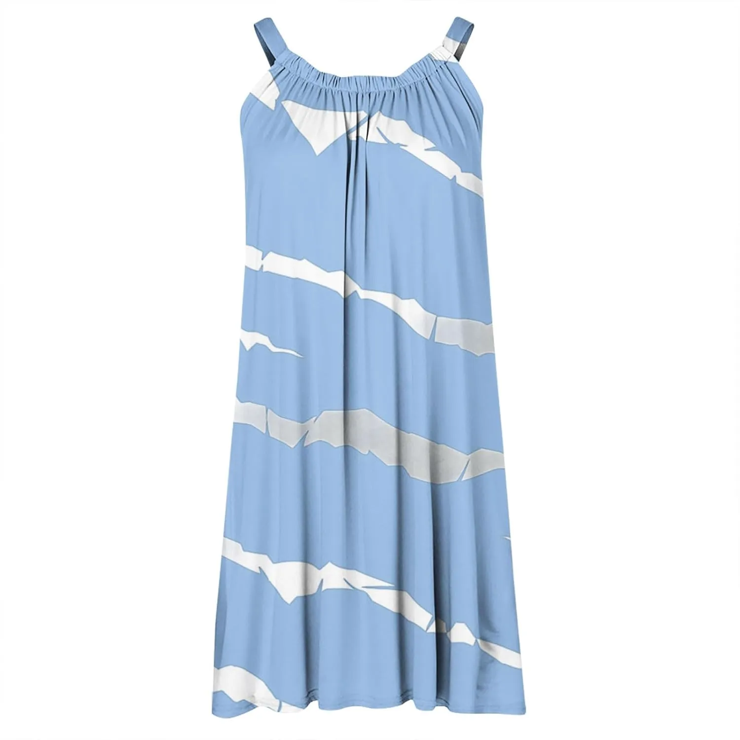 Women Striped Casual Mini Dress, Summer Sleeveless Strappy Beach Sundress Cool Comfy Hawaiian Trendy Vacation Clothes