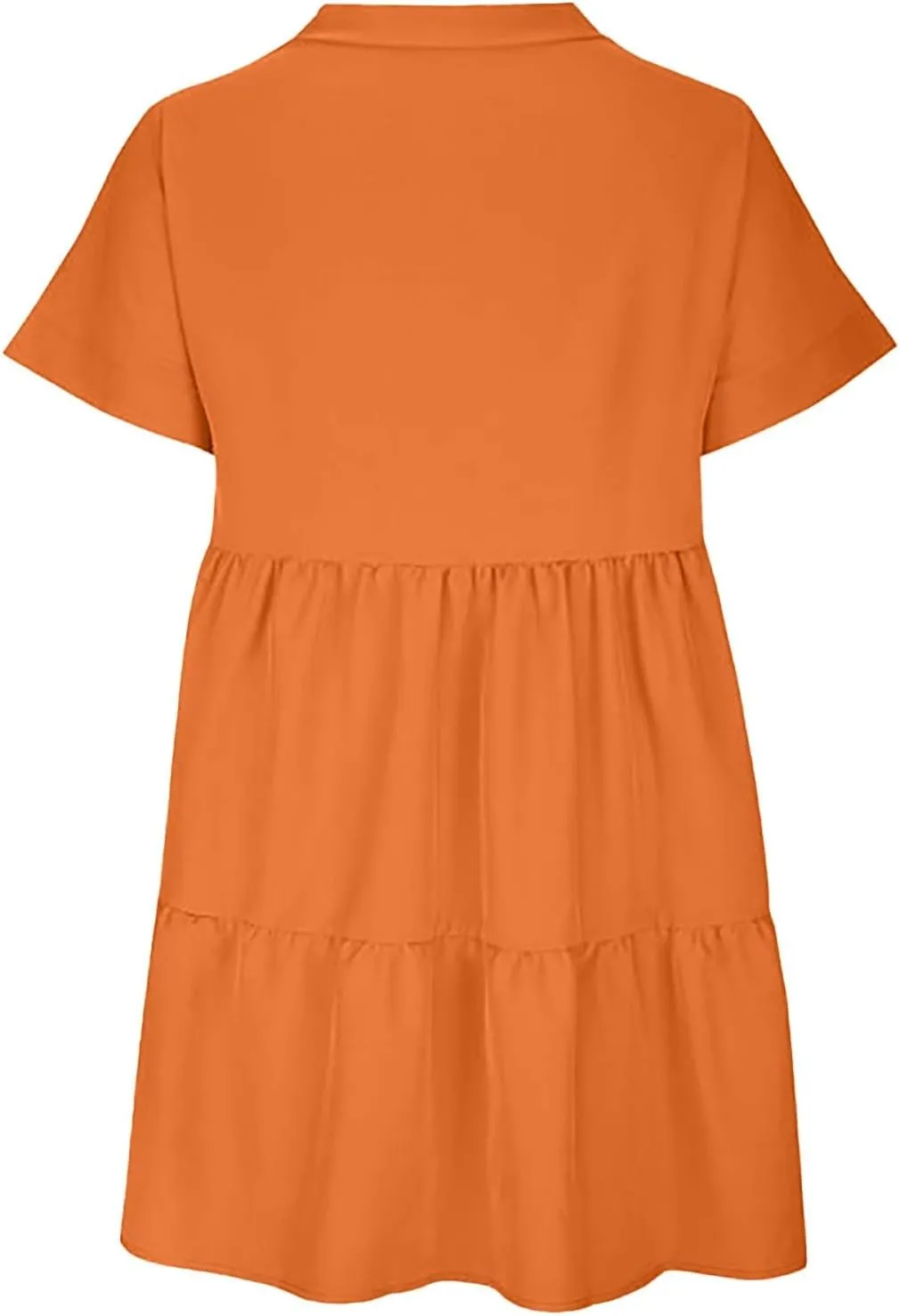 Women V Neck Flowy Babydoll Dresses 2025 Summer Short Sleeve Swing Shift Loose Casual Mini Tunic Dress