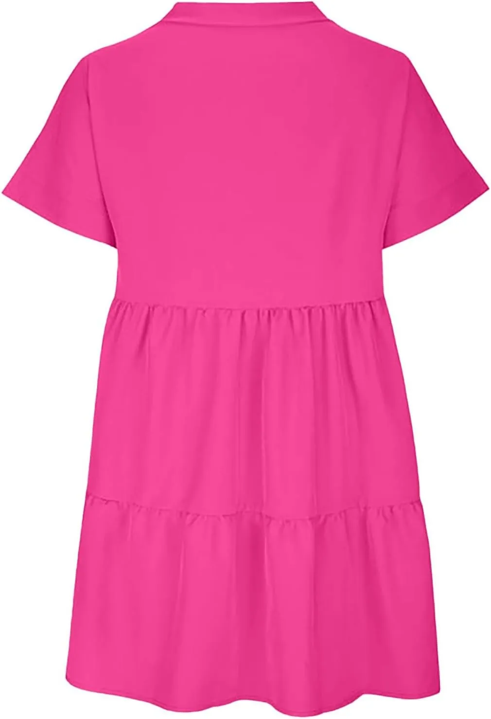 Women V Neck Flowy Babydoll Dresses 2025 Summer Short Sleeve Swing Shift Loose Casual Mini Tunic Dress