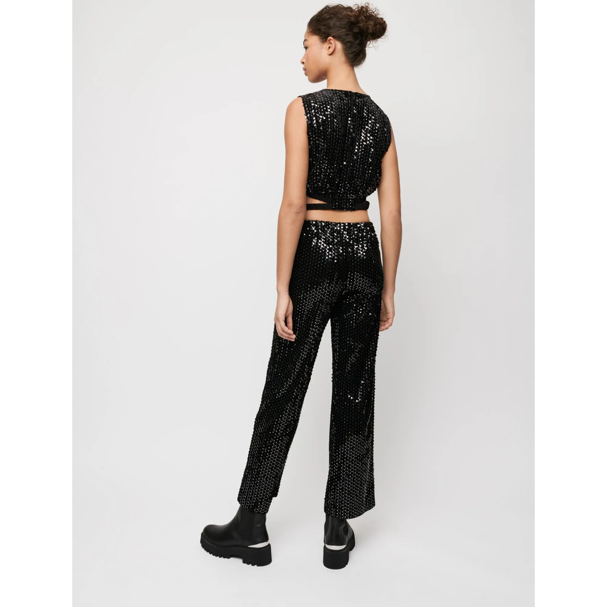 Women Wide-Leg Straight-Leg Pants - Black