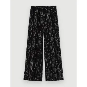 Women Wide-Leg Straight-Leg Pants - Black