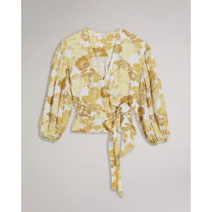 Women Wmb-Adissa-Wrap Top With Blouson Full Sleeve - Yellow