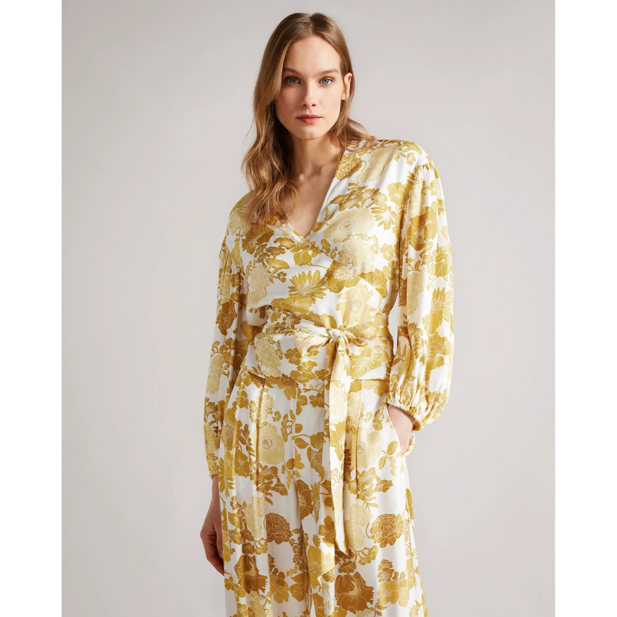 Women Wmb-Adissa-Wrap Top With Blouson Full Sleeve - Yellow