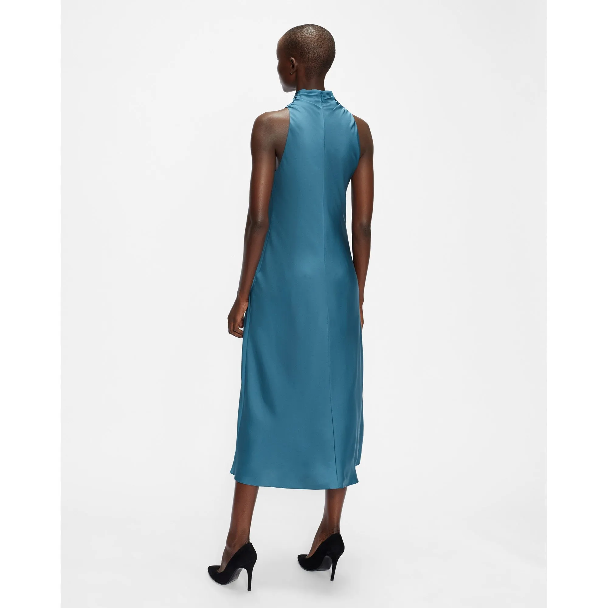 Women Wmd-Joiya-Cowl Neck Sleeveless Midi Dress - Mid-Blue