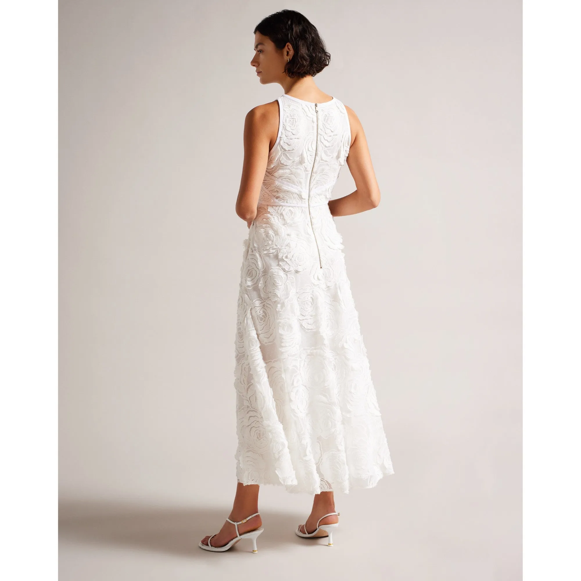 Women Wmd-Ullaa-Sleeveless Midi Dress With Contrast Detail - White