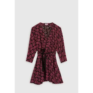 Women Wrap Dress - Dark Print