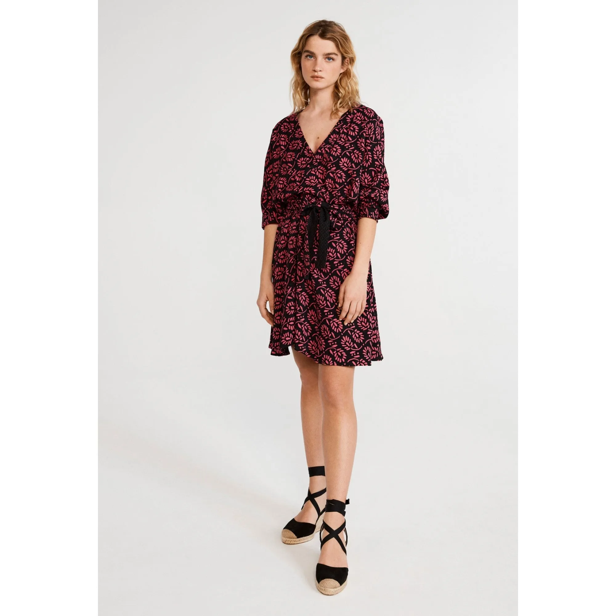 Women Wrap Dress - Dark Print