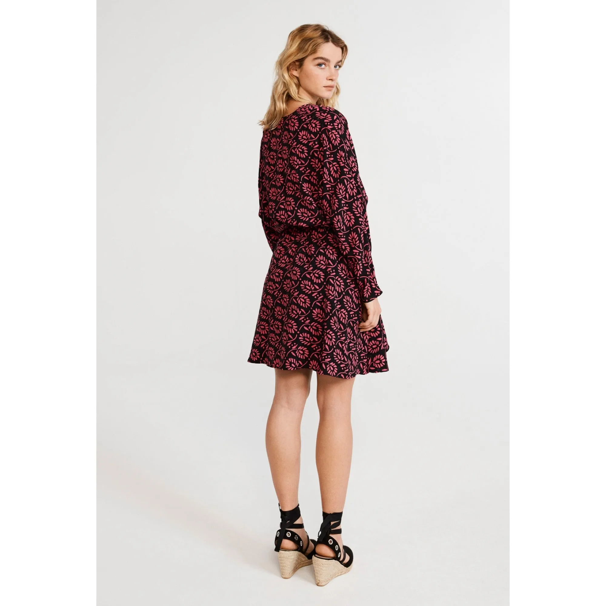 Women Wrap Dress - Dark Print