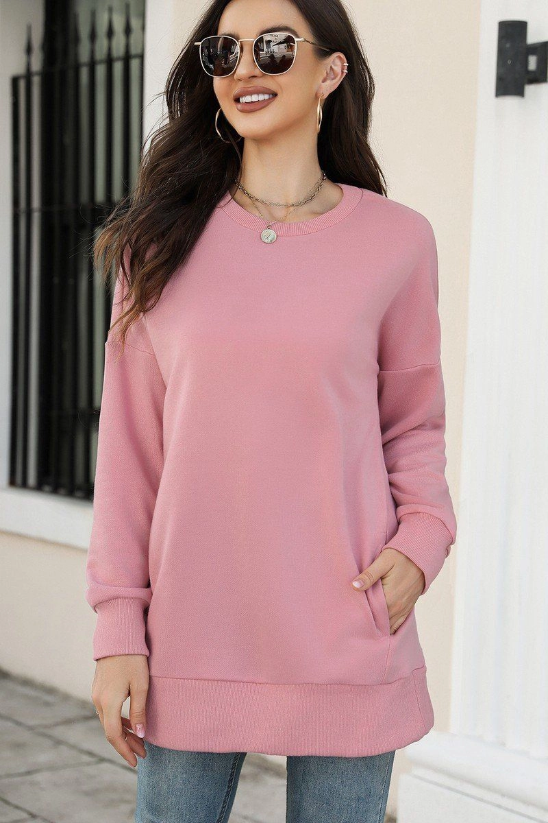Sleeveless Tee WOMEN CREW NECK LONG LENGTH PULLOVER TOP